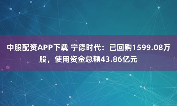 中股配资APP下载 宁德时代：已回购1599.08万股，使用资金总额43.86亿元